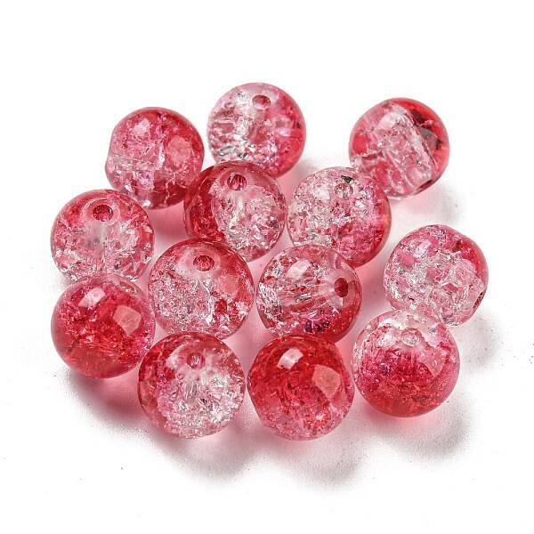 Transparent Spray Painting Crackle Glass Beads
