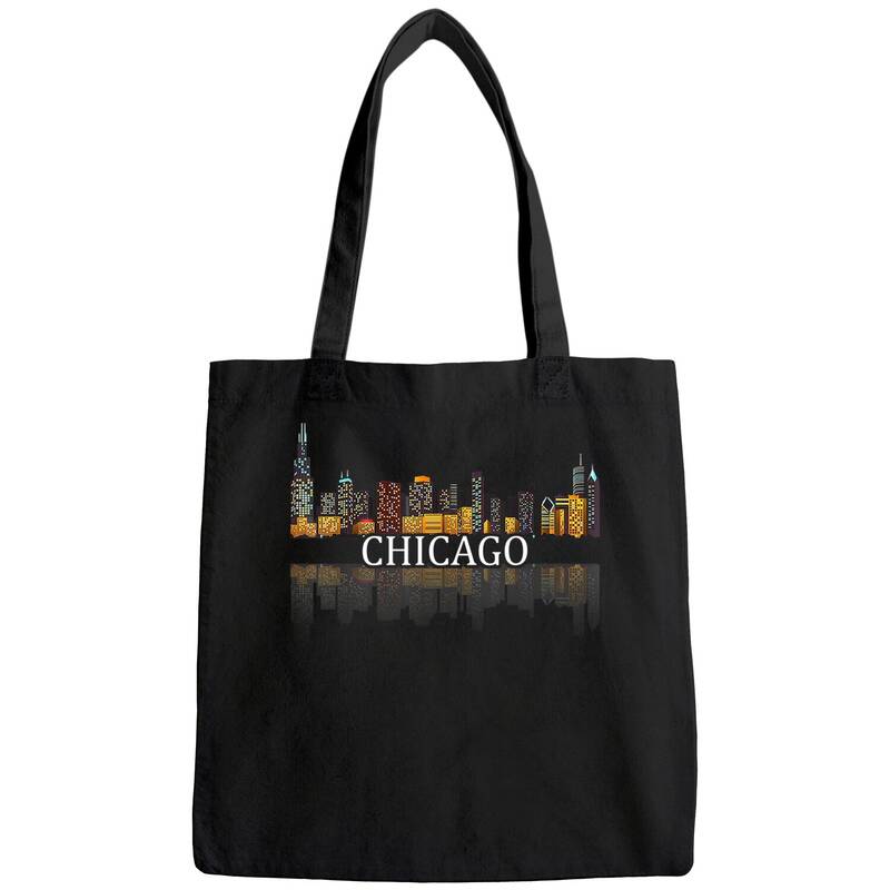 Chicago City Skyline Lights At Night Tote Bag