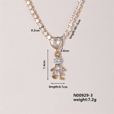 Shiny Family Theme Brass Micro Pave Cubic Zirconia Pendant Necklaces