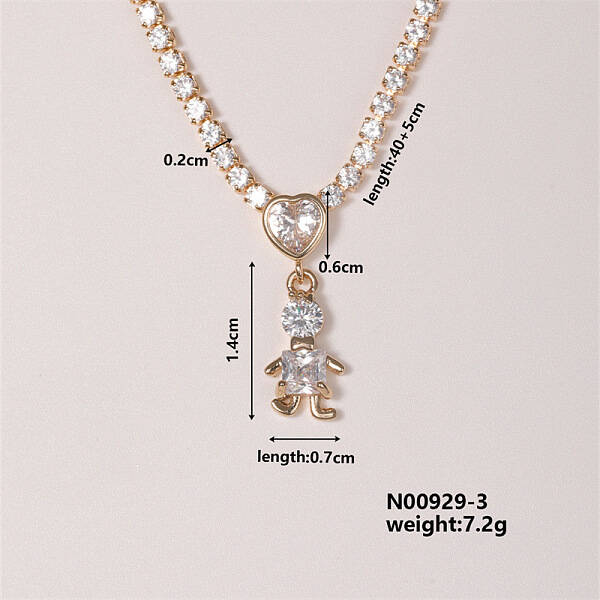 Shiny Family Theme Brass Micro Pave Cubic Zirconia Pendant Necklaces