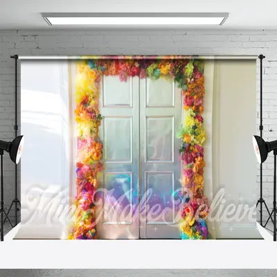 Mild Sunshine Floral Wood Door Photography Backdrop - Aperturee