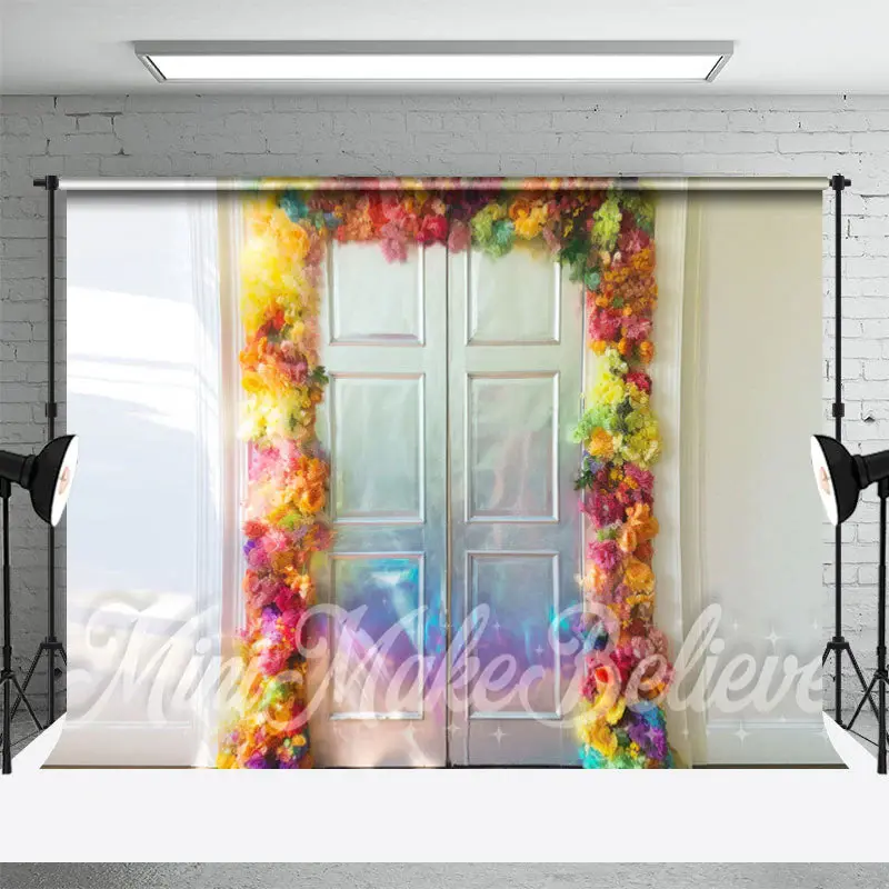 Mild Sunshine Floral Wood Door Photography Backdrop - Aperturee