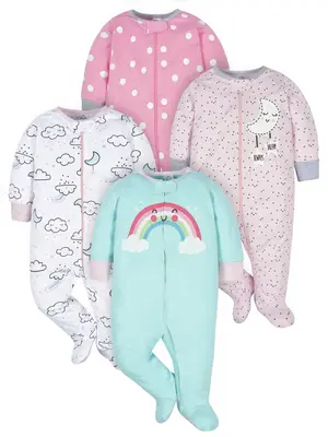 Gerber Baby Girls' 4-Pack Sleep 'N Plays, Clouds
