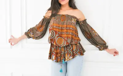 Love Me Off Shoulder Top - Upcycled | SIZE: M/L | Color: Saturated