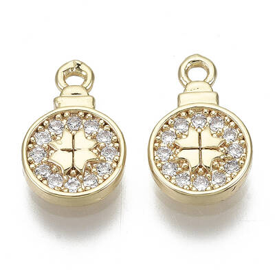 Brass Micro Pave Clear Cubic Zirconia Charms