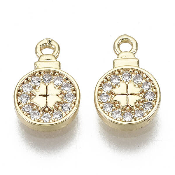 Brass Micro Pave Clear Cubic Zirconia Charms