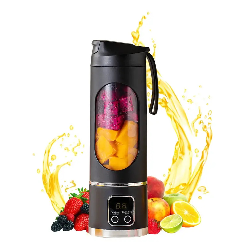 Portable Juicer, USB Rechargeable Juice Extractor Cup with LED Display, Fruit Juicer, Suitable for Outdoor Carrying Use, Ice...