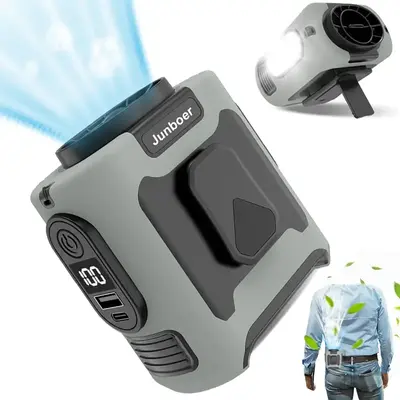 2025 Pocket-Sized Shirt Fan,Portable Waist Clip Body Fan,Extreme Cooling,10000mah,Power Bank,Led Light,Type-C Rechargeable,4-...