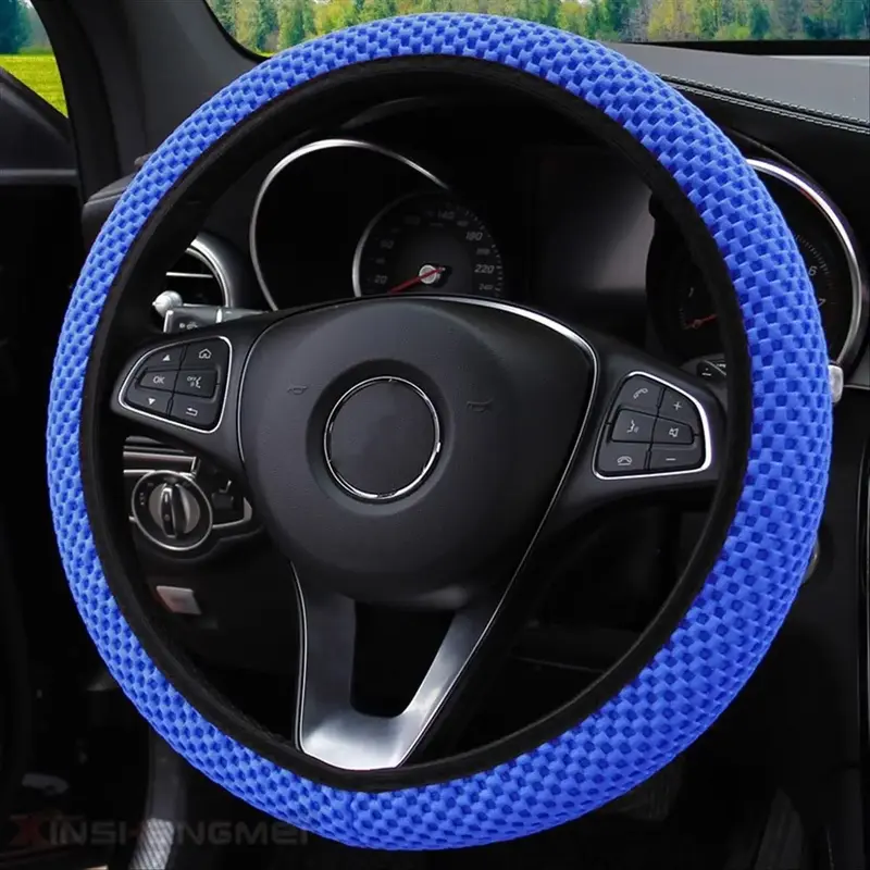 Textured Car Steering Wheel Cover, Plain Breathable Car Steering Wheel Cover, Anti-slip Steering Wheel Cover for Universal Ca...