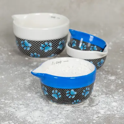 Paw Prints Ceramic Measuring Cup Set - Gold