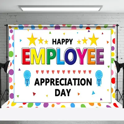 Aperturee Colorful Dot Happy Employee Appreciation Day Backdrop | Party Decoration Ideas | We Appreciate You Backdrop | Onlin...