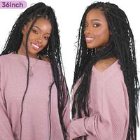 Holiday Musts 36 Inches Full Lace Premium Synthetic Fiber Knotless Bohemian Box Braided Wigs Wavy SuperNova Hair