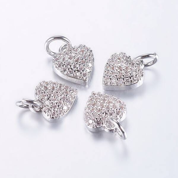 Long-Lasting Plated Brass Micro Pave Cubic Zirconia Charms