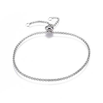 Non-Tarnish Adjustable 304 Stainless Steel Rolo Chains Slider Bracelet