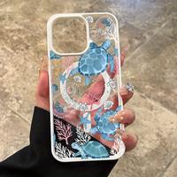 Ocean drifter pattern. Shockproof and drop-proof magnetic protective case, suitable for iPhone 16 15 14 13 12 11 XS X, Samsun...