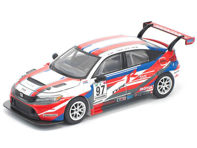 Honda Civic Type R TCR #97 M&K Racing White with Blue and Red Graphics 1/64 Diecast Model Car by Pop Race