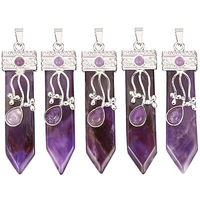 5Pcs Natural Amethyst Big Pendants