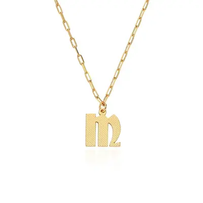 10K Gold Personalized Initial Letter Pendant Necklace