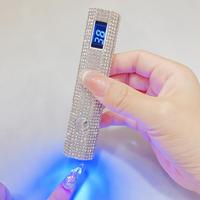 USB Rechargeable Rhinestone Decorated Nail Lamp, Portable Nail Dryer with LCD Display, Professional Nail Art Tool for Home & ...