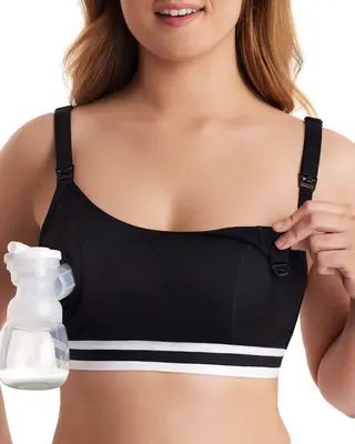Momcozy Pumping Bra Hands Free, HF049 Upgraded Breast Pump Bra with Widened Band, Pumping Nursing Bra in One, Adjustable Stra...