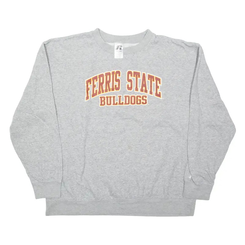 RUSSELL ATHLETIC Ferris State Bulldog Mens Sweatshirt Grey USA XL