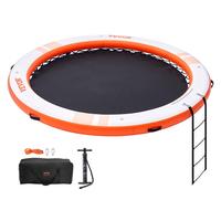 VEVOR Inflatable Floating Dock, ø8FT Inflatable Dock Platform with ø5FT Trampoline Mesh Pool, Non-Slip Floating Platform Wa...