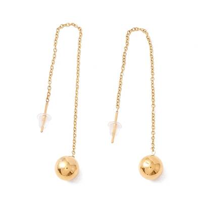 Long Chain with Round Ball Dangle Stud Earrings