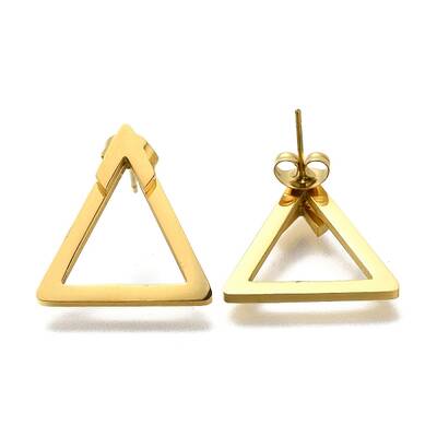 Ion Plating(IP) 304 Stainless Steel Hollow Triangle Stud Earrings