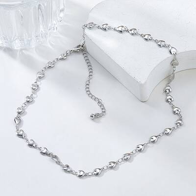 Simple Alloy Heart Link Chain Necklaces for Women