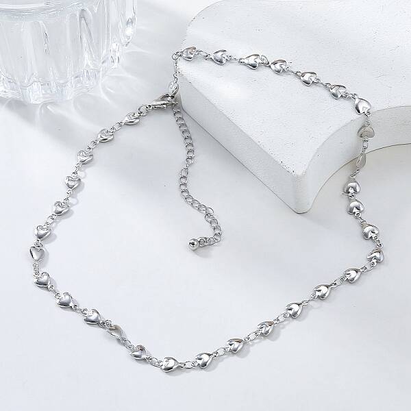 Simple Alloy Heart Link Chain Necklaces for Women