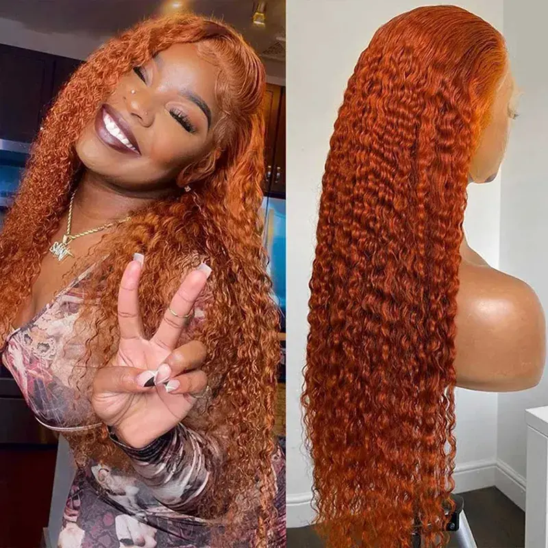 Curly Ginger Deep Wave 13*4 13*6 Color Wig Lace Wigs 180% 250% Density Lace Front Wigs Ashimary Hair