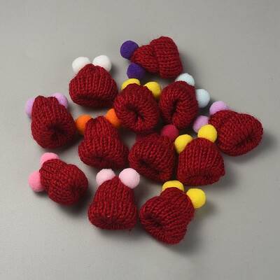 Woolen Crochet Mini Hat with Double Pom Pom Ball