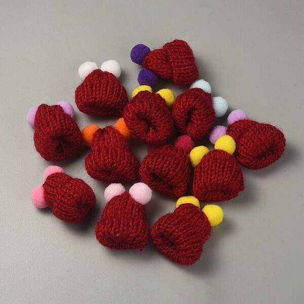 Woolen Crochet Mini Hat with Double Pom Pom Ball