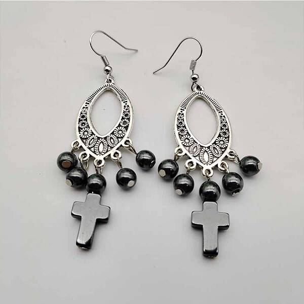 Bohemian Tassel Synthetic Turquoise & Alloy Dangle Earrings for Women