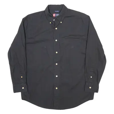 CHAPS Mens Plain Shirt Black Long Sleeve M