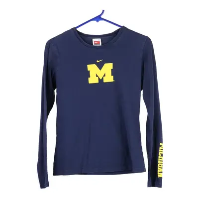 Age 10-12 Michigan Wolverines Nike NCAA Long Sleeve T-Shirt - Medium Navy Cotton