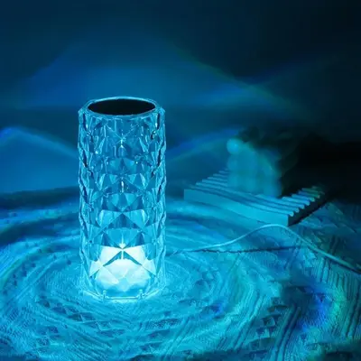 USB Powered Mini Lamp, Colorful Crystal Ambient Night Light for Cozy Corner, Touch Control Night Light for Home, Table Light ...