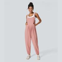 Halara Adjustable Strap Button Multiple Pockets Waffle Casual Jogger Overalls #Springtok