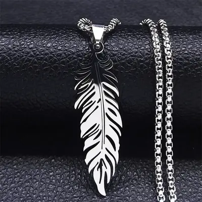Fashion Stainless Steel Feather Pendant Hip-Hop Unique Gifts for Men and Women, Trendy Exquisite Jewelry Necklaces