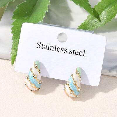 304 Stainless Steel Enamel Stud Earrings