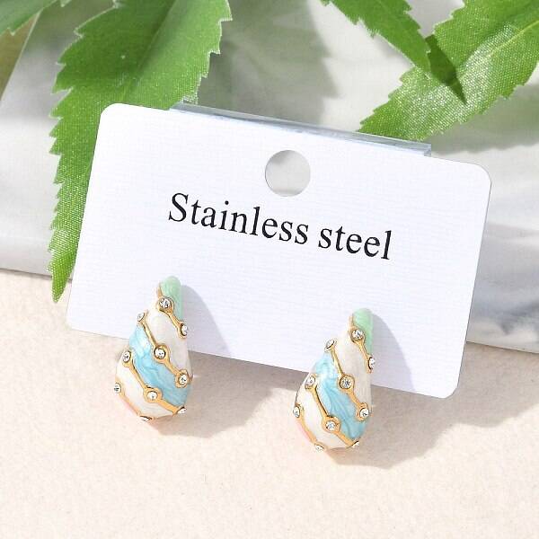 304 Stainless Steel Enamel Stud Earrings