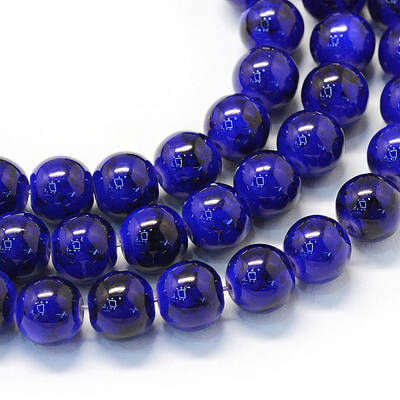 Baking Painted Glass Round Bead Strands