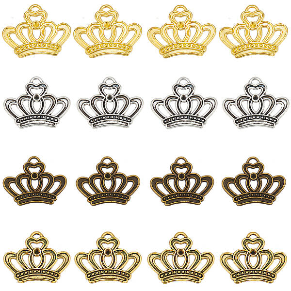64Pcs 4 Colors Alloy Pendant Rhinestone Settings for Enamel
