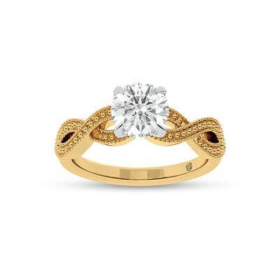 York Infinity Shank Round Lab Grown Diamond Engagement Ring | 10K Yellow Gold 4 CT. TW.