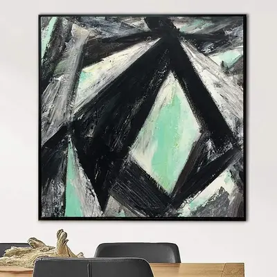Abstract Black And White Paintings On Canvas Minimalist Art Geometric Painting Modern Fine Art Textured Wall Art | DARK PORTA...