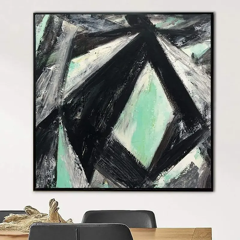 Abstract Black And White Paintings On Canvas Minimalist Art Geometric Painting Modern Fine Art Textured Wall Art | DARK PORTA...