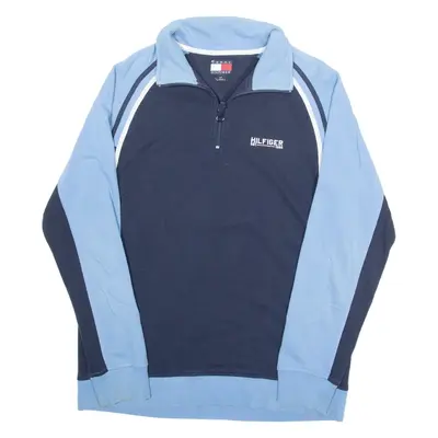 TOMMY HILFIGER Mens Sweatshirt Blue 1/4 Zip 90s S