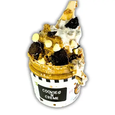 Cookies-N-Cream Gourmet Peanut Butter Treat - 16oz & 8oz - White Chocolate Peanut Butter - Layered with Marshmallow Cream & T...
