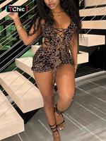 Women's Leopard Print Cut Out Romper, Lady Sexy Fashion Casual Sleeveless Romper for Daily Outdoor Wear, Women Clothing for S...