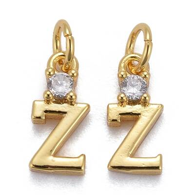 Brass Micro Pave Clear Cubic Zirconia Pendants